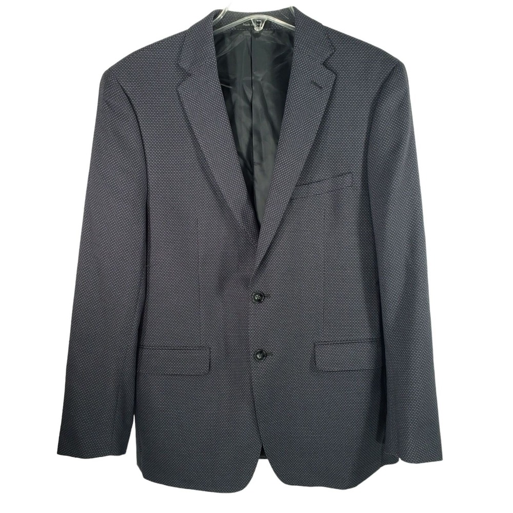 Calvin Klein Slim Fit Blazer 42R Black Single Breasted Preppy Birdseye Nailhead
